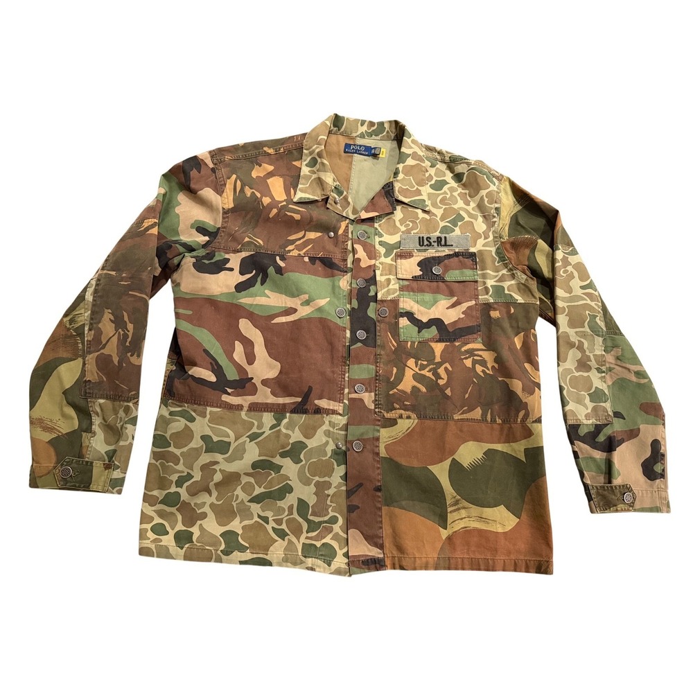 Polo Ralph Lauren Patchwork Camo Field Jacket Mens XXL Green Multi US-RL